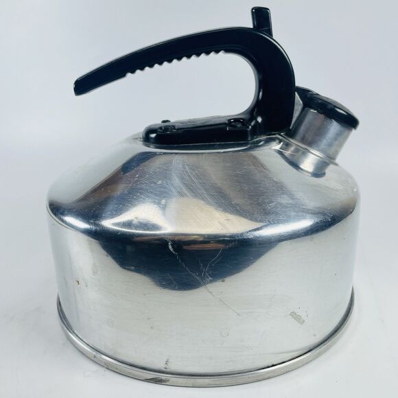 Vintage Enterprise Aluminum CO Whistle Tea Kettle Pot Chrome Silver 2.5 QT USA - Picture 3 of 13
